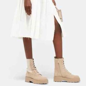 Sam Edelman Beige Lace-Up Boots